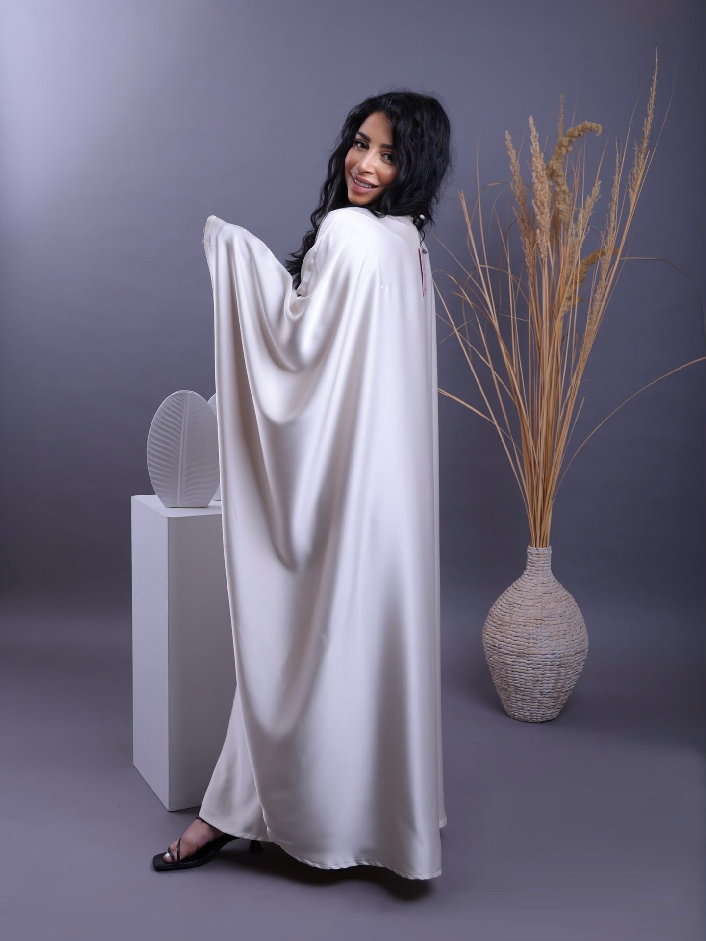 Cream Cloud – Cream cloud butterfly abaya – luxury modest fashion UAE