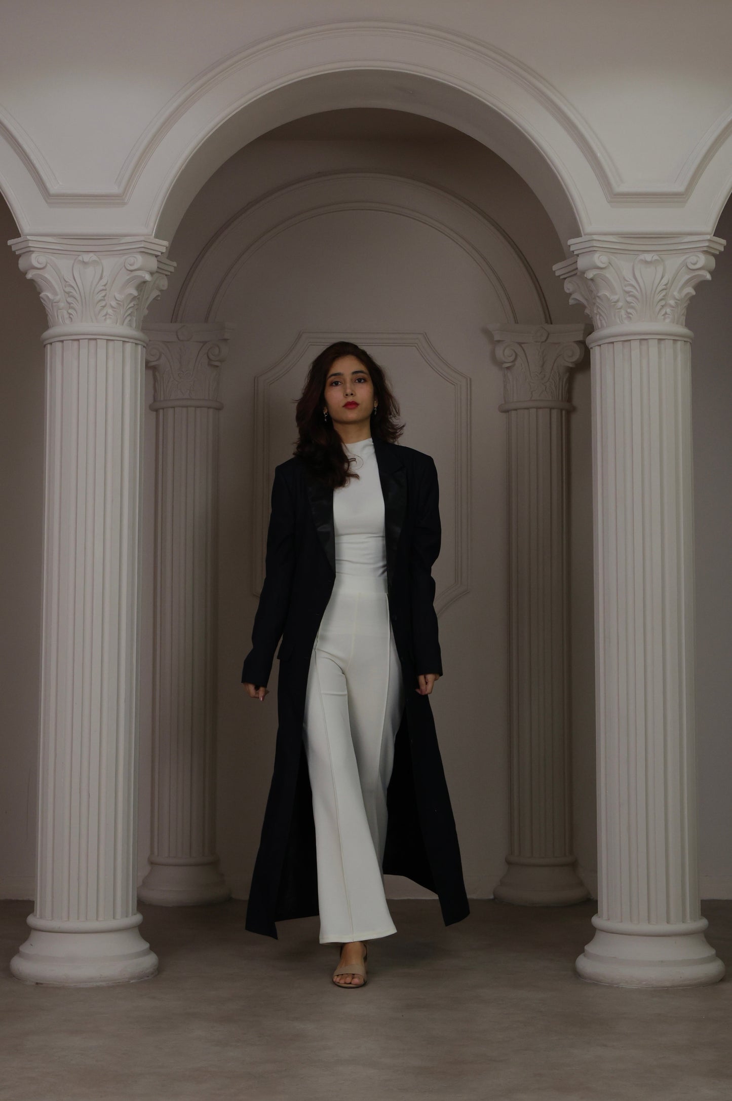 Longline Tailored Coat - Navy Blue