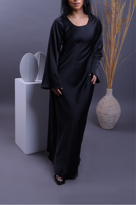  Silk black modest dress – The Veil Dress by Dyvine Dubai