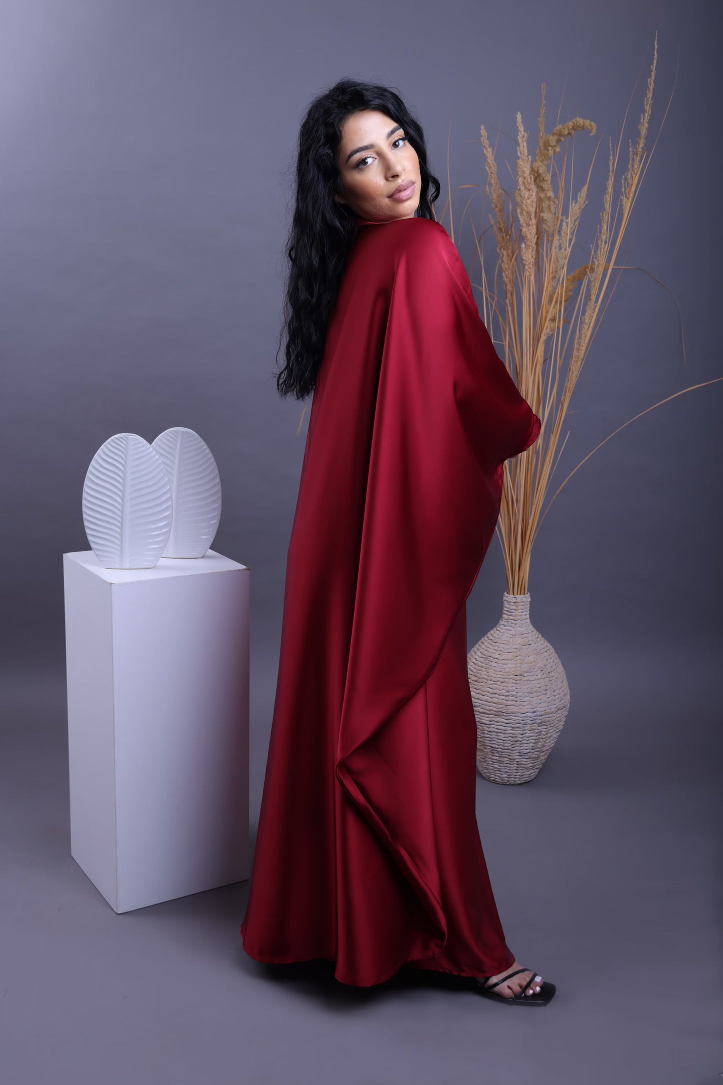 Crimson red butterfly abaya – elegant statement abaya Dyvine Dubai
