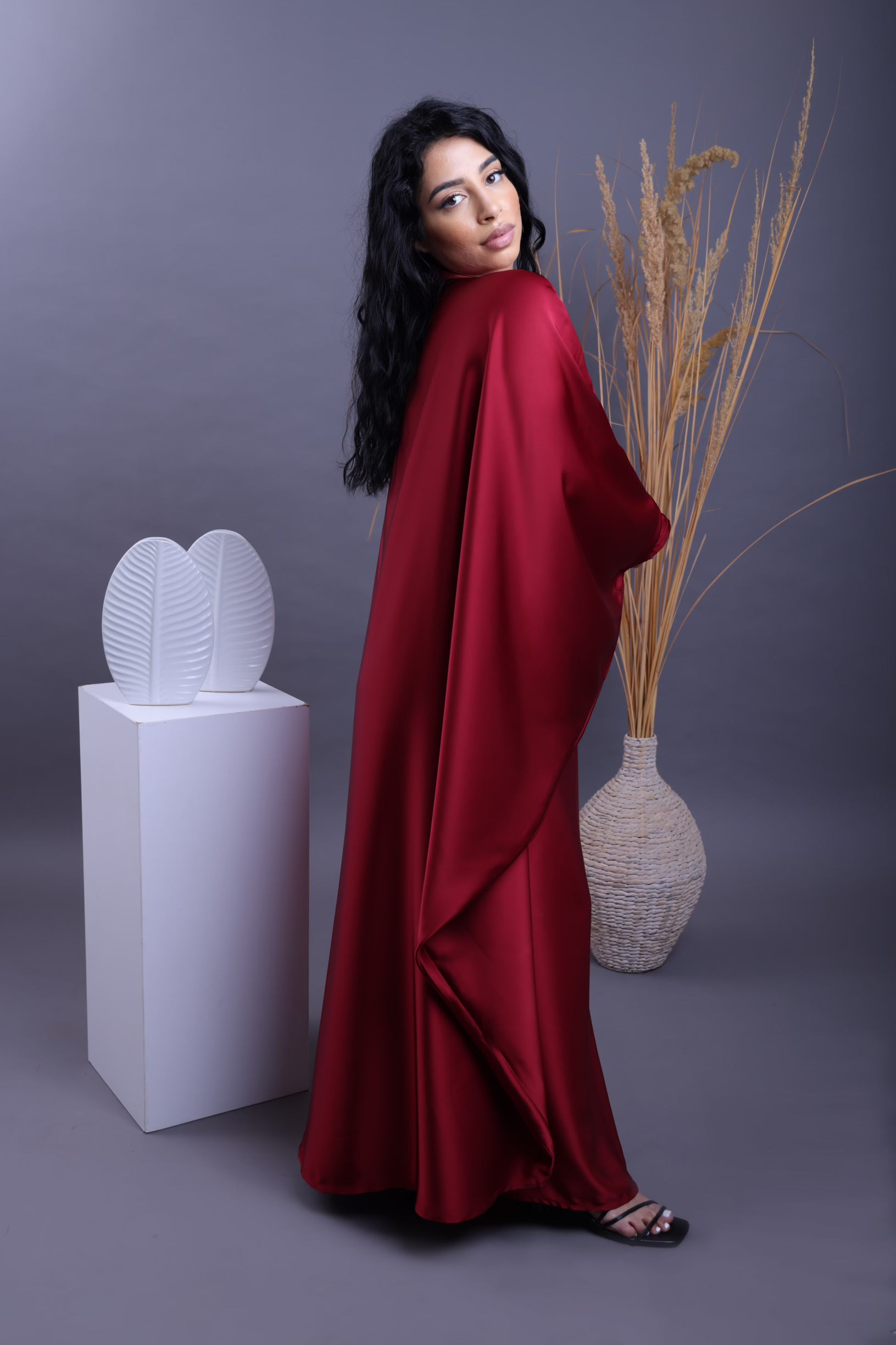 Crimson red butterfly abaya – elegant statement abaya Dyvine Dubai
