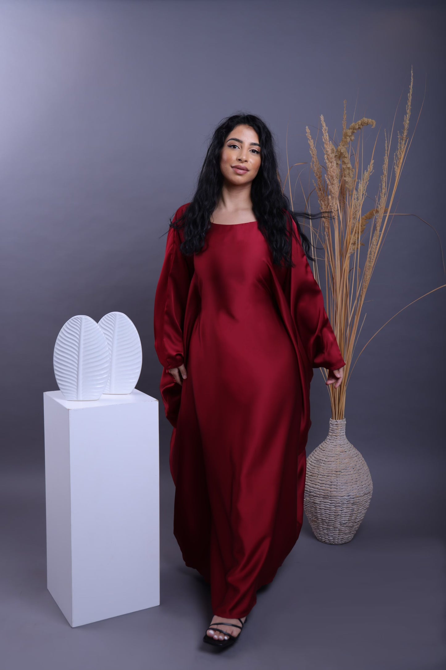 Crimson red butterfly abaya – elegant statement abaya Dyvine Dubai
