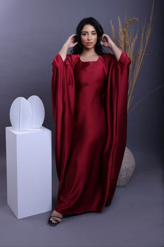 Crimson red butterfly abaya – elegant statement abaya Dyvine Dubai
