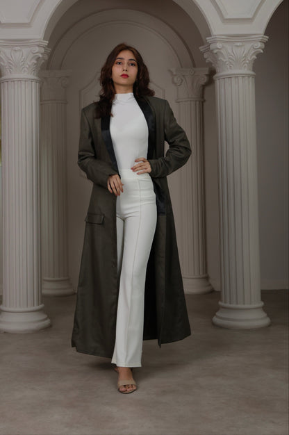 Longline Tailored Coat - Olive Green