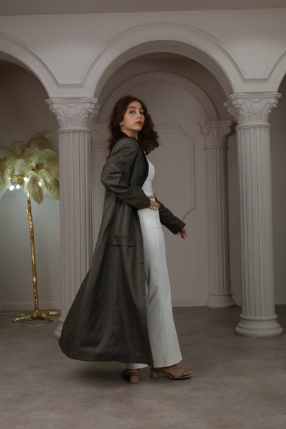 Longline Tailored Coat - Olive Green