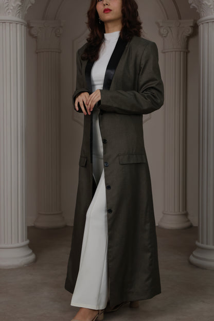 Longline Tailored Coat - Olive Green