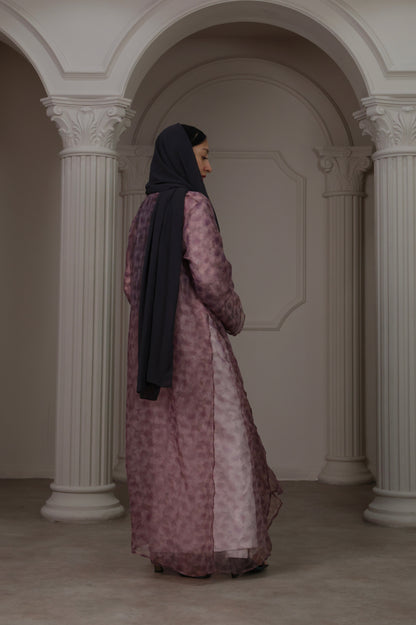 Floral Sheer Purple Abaya